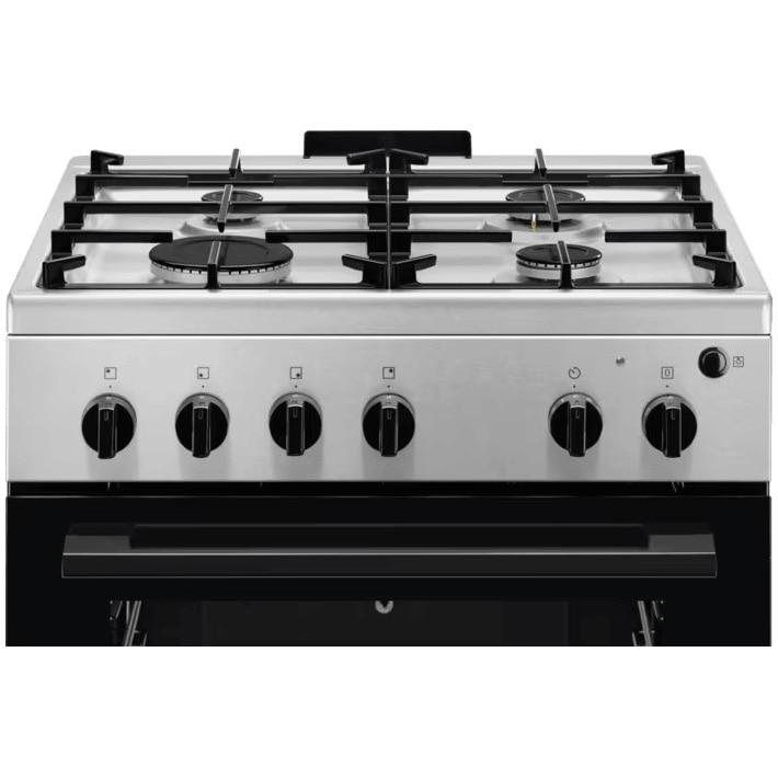 Aragaz Electrolux LKG604013X, Gaz, 4 arzatoare, Aprindere integrata plita si cuptor, Siguranta plita si cuptor, Autocuratare catalitica, Grill electric, Rotisor, Clasa A, 60 cm, Inox antiamprenta