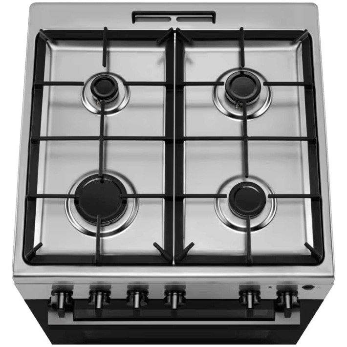 Aragaz Electrolux LKG604013X, Gaz, 4 arzatoare, Aprindere integrata plita si cuptor, Siguranta plita si cuptor, Autocuratare catalitica, Grill electric, Rotisor, Clasa A, 60 cm, Inox antiamprenta
