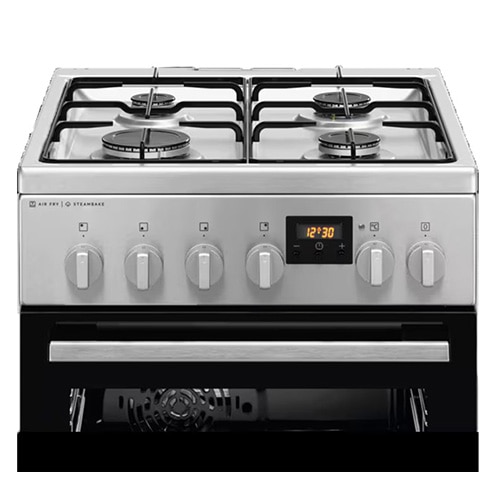 Aragaz Electrolux LKK564221X, Mixt, 4 arzatoare, Cuptor electric, Autocuratare catalitica, SteamBake, AirFry, Timer, Grill electric, Clasa A, 50 cm, Inox