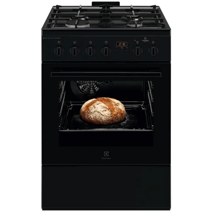 Electrolux tűzhely LKK660220K, Vegyes, 4 égős, Biztonsági lap, Integrált gyújtás, Elektromos sütő, Plusz Steam, AirFry, Időzítő, Elektromos grill, A osztály, 60 cm, Fekete
