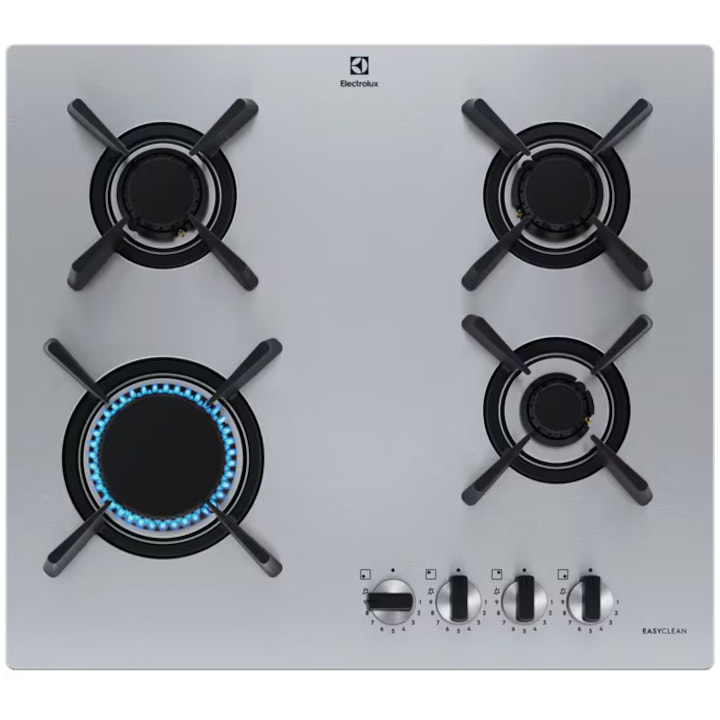 Плот за вграждане Electrolux KGU643723Z, Газ, 4 горелки, Вградено ел. запалване, Предпазител, Чугунена скара, 60 см, Inox