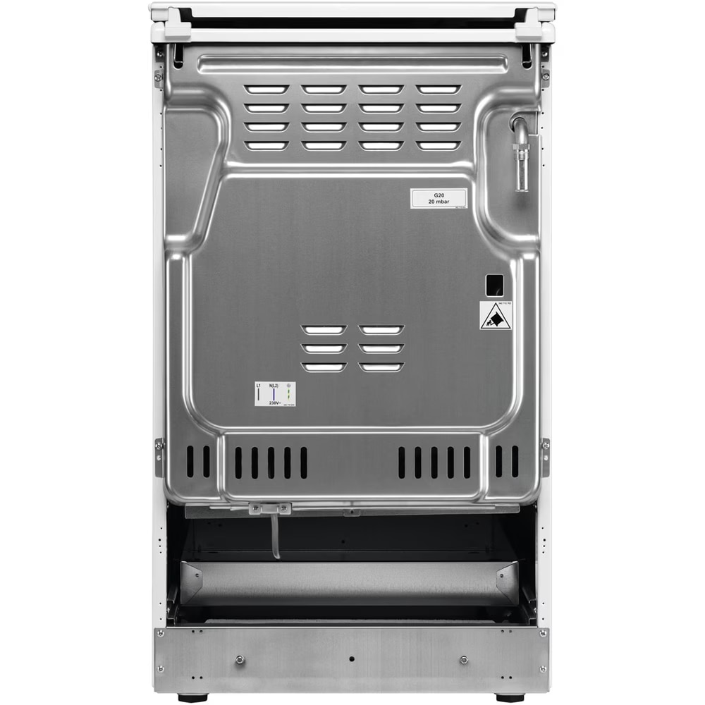 Aragaz AEG CKB56490BW, Mixt, 4 arzatoare , Siguranta plita, Aprindere integrata, Gratare fonta, Cuptor electric, SteamBake, AirFry, Timer, Grill electric, Clasa A, 50 cm, Alb