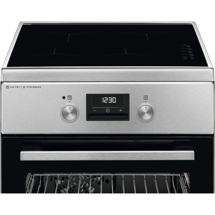 Готварска печка AEG CIB56491BM, Електрическа, Индукция 4 зони за готвене, Booster, SteamBake, AirFry, Таймер с електронен дисплей, Грил, Клас А, 50 см, Inox