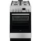 Aragaz AEG CKB56490BM, Mixt, 4 arzatoare , Siguranta plita, Aprindere integrata, Gratare fonta, Cuptor electric, SteamBake, AirFry, Timer, Grill electric, Clasa A, 50 cm, Inox