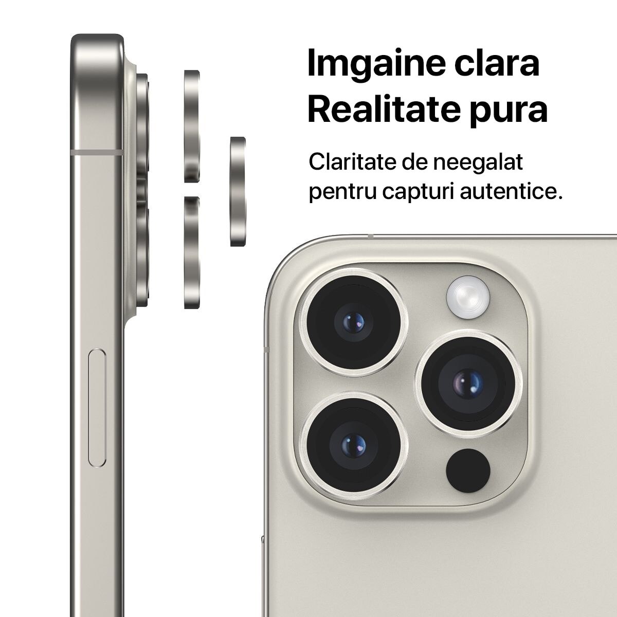 Folie Camera Daden din sticla pentru iPhone 16 Pro Max, Full Cover, Protectie Profesionala, Ultra Rezistenta, Calitate Premium, Desert Titanium