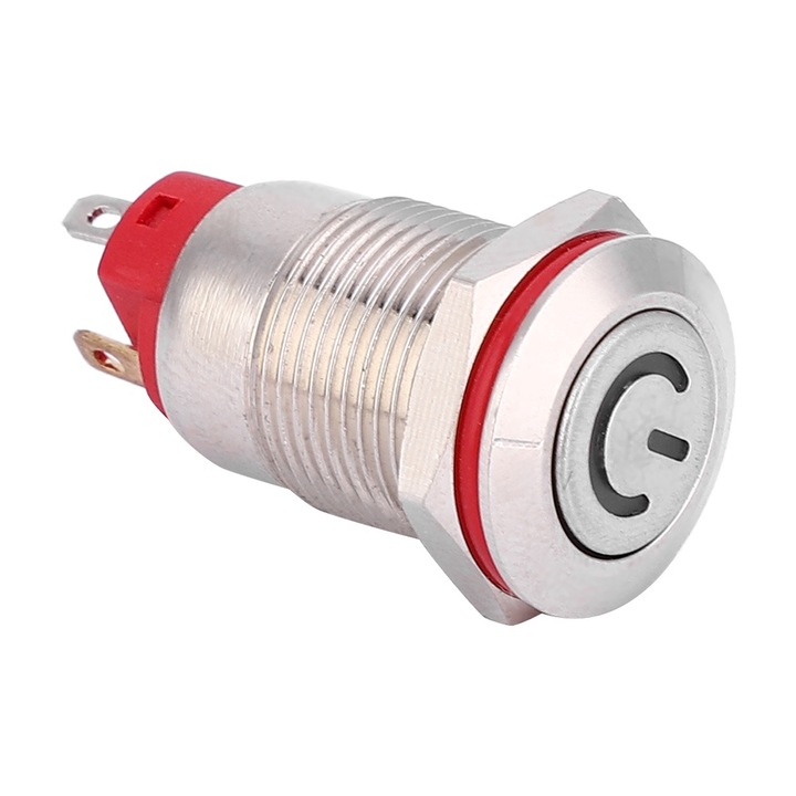 Jormftte fém kapcsoló, 4 tűs, LED, vízálló, 12mm, fehér, 3~9V