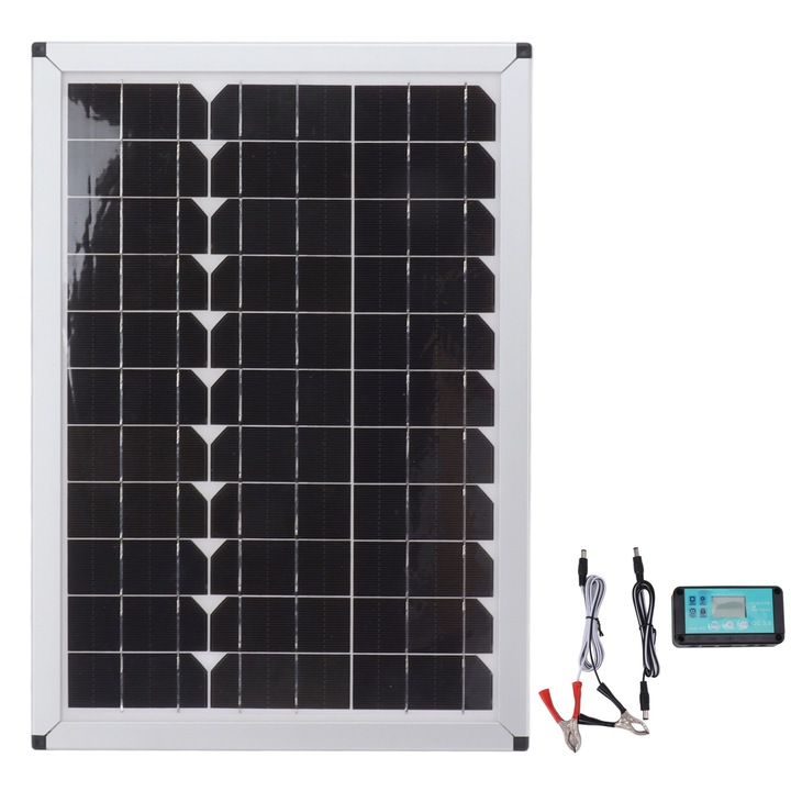 Соларен панел Mmgoqqt, монокристален, 100W 18V, двоен USB, черен