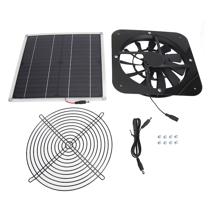 Соларен вентилатор за оранжерия, Mmgoqqt, 100W, черен