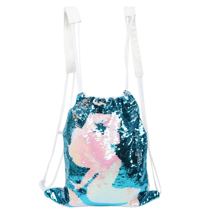 Jormftte húzózsinóros hátizsák, megfordítható flitteres modell, sokszínű, sporthoz és szabadtéri tevékenységekhez