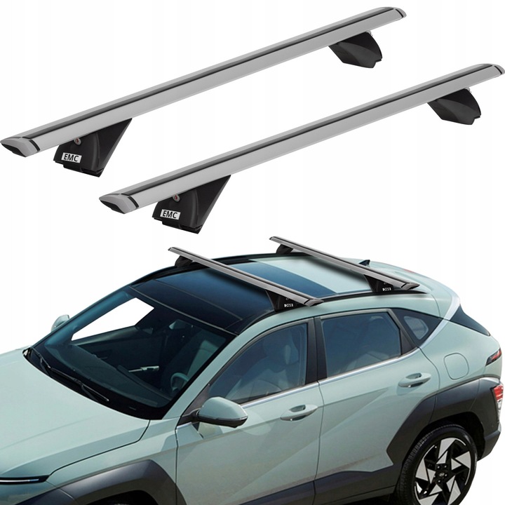 AZILO EMC Expert 110 tetőcsomagtartó keresztrúd készlet, integrált sínek, hosszirányú rudakon, lopásgátlóval, ezüst színű