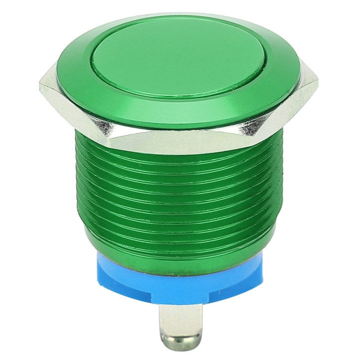 Jormftte 19mm fém kapcsoló, zöld, vízálló, önvisszaállító