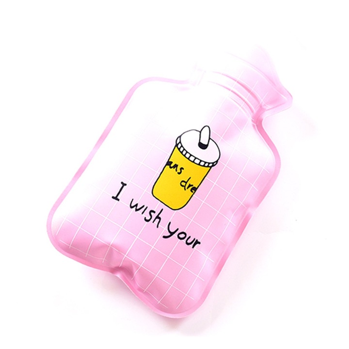 Jormftte testmelegítő, mini melegvizes palack, rajzfilm mintás, PVC, könnyen használható, 1,5L