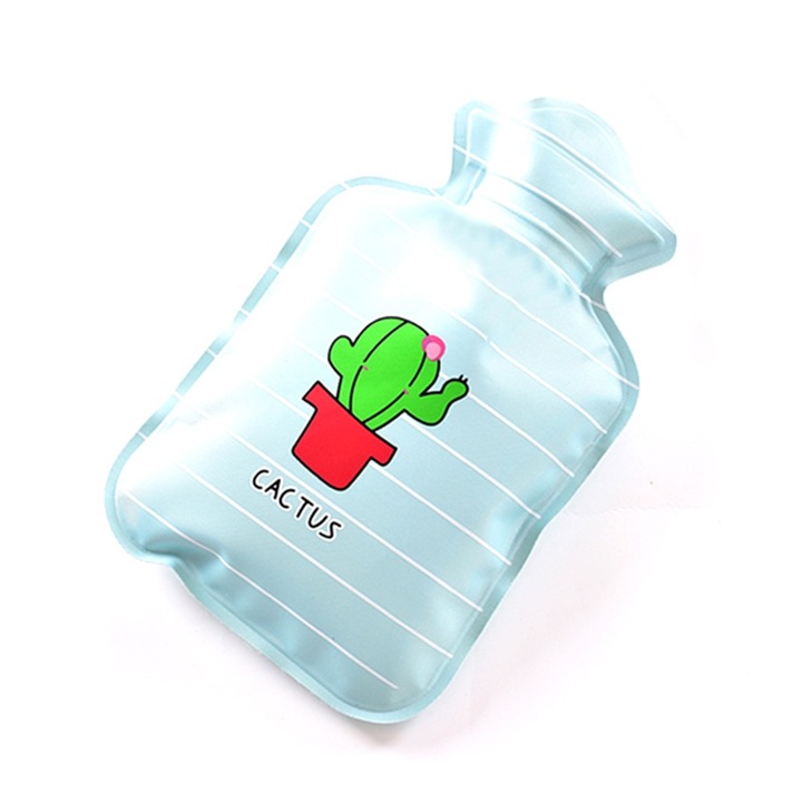 Jormftte testmelegítő, mini melegvizes palack, rajzfilm mintás design, PVC, környezetbarát, könnyen használható, 1,5L