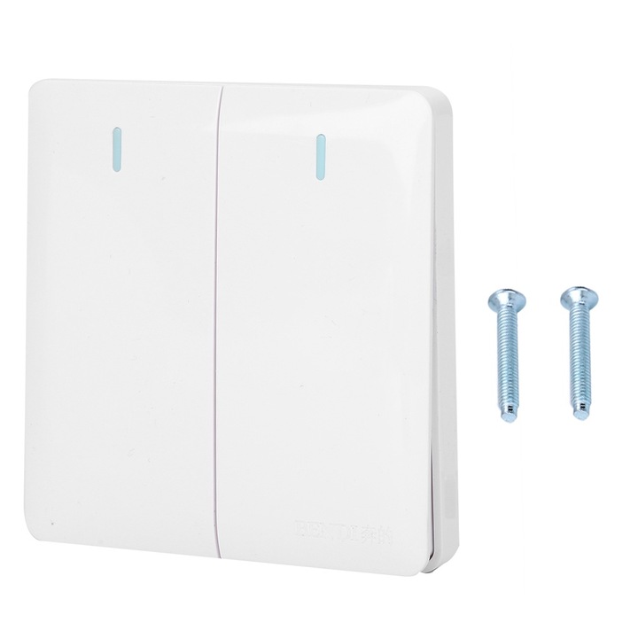 Fali kapcsoló, 2 billentyűs, Jormftte, fehér, 220-250V