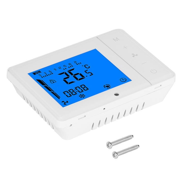 LCD термостат за климатик, Mmgoqqt, контрол на температурата, бял