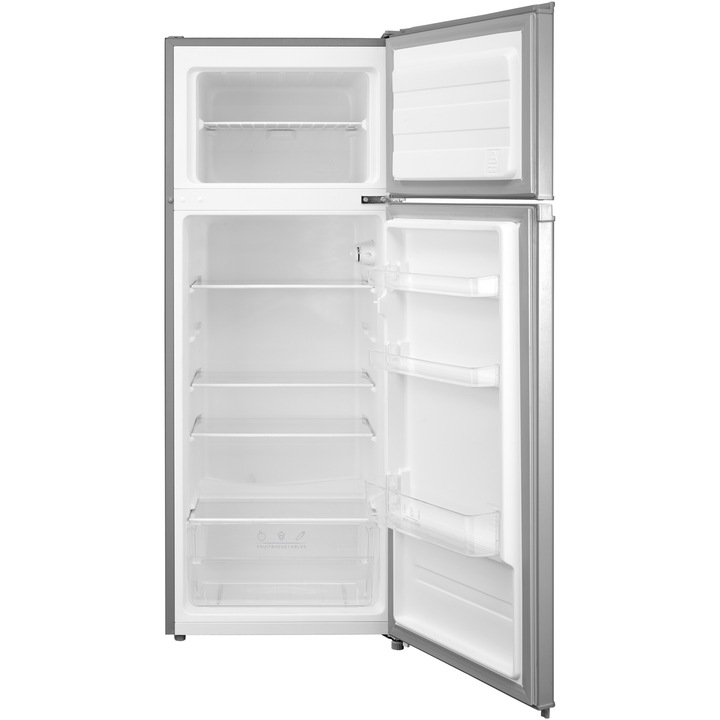 Frigider cu doua usi Tesla RD2100MSE, 207 l, Iluminare LED, Clasa E, Usi reversibile, H 143 cm, Argintiu