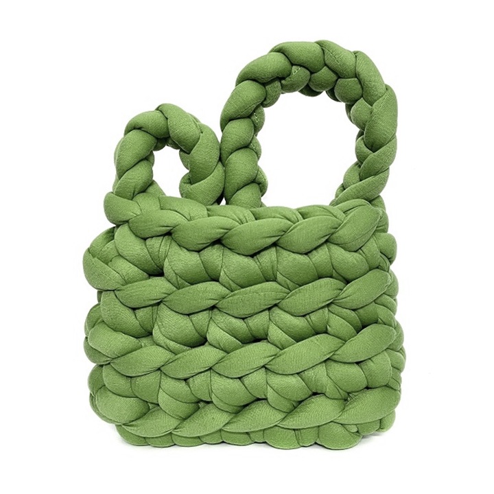 Gyapjú válltáska, Jormftte, kézzel szőtt, zöld, mindennapi használatra