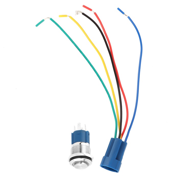 LED бутонен превключвател 1.3A 250VAC, 1NO 1NC, метален, лесен монтаж, алтернативно осветление