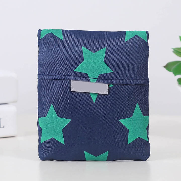 Bevásárlótáska, Jormftte, nagy kapacitású, mosható, összecsukható, poliészter, 35x57x11cm, csillagos mintával.