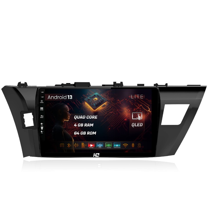 Navigatie HUB64 Toyota Corolla (2012-2016), 4GB RAM, Android 13, Quadcore, DSP, GPS, Wi-FI, Carplay, Android Auto, USB, Bluetooth, Waze, Touchscreen, 10.1 Inch