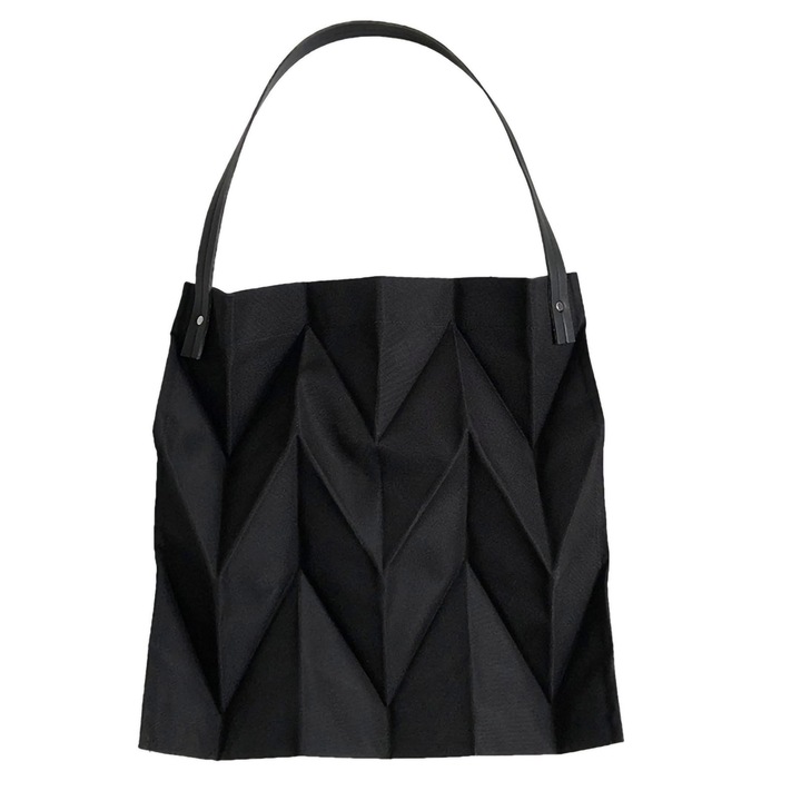 Újrafelhasználható táska, nagy kapacitású, vonalmintás kialakítás, fekete, 205 g