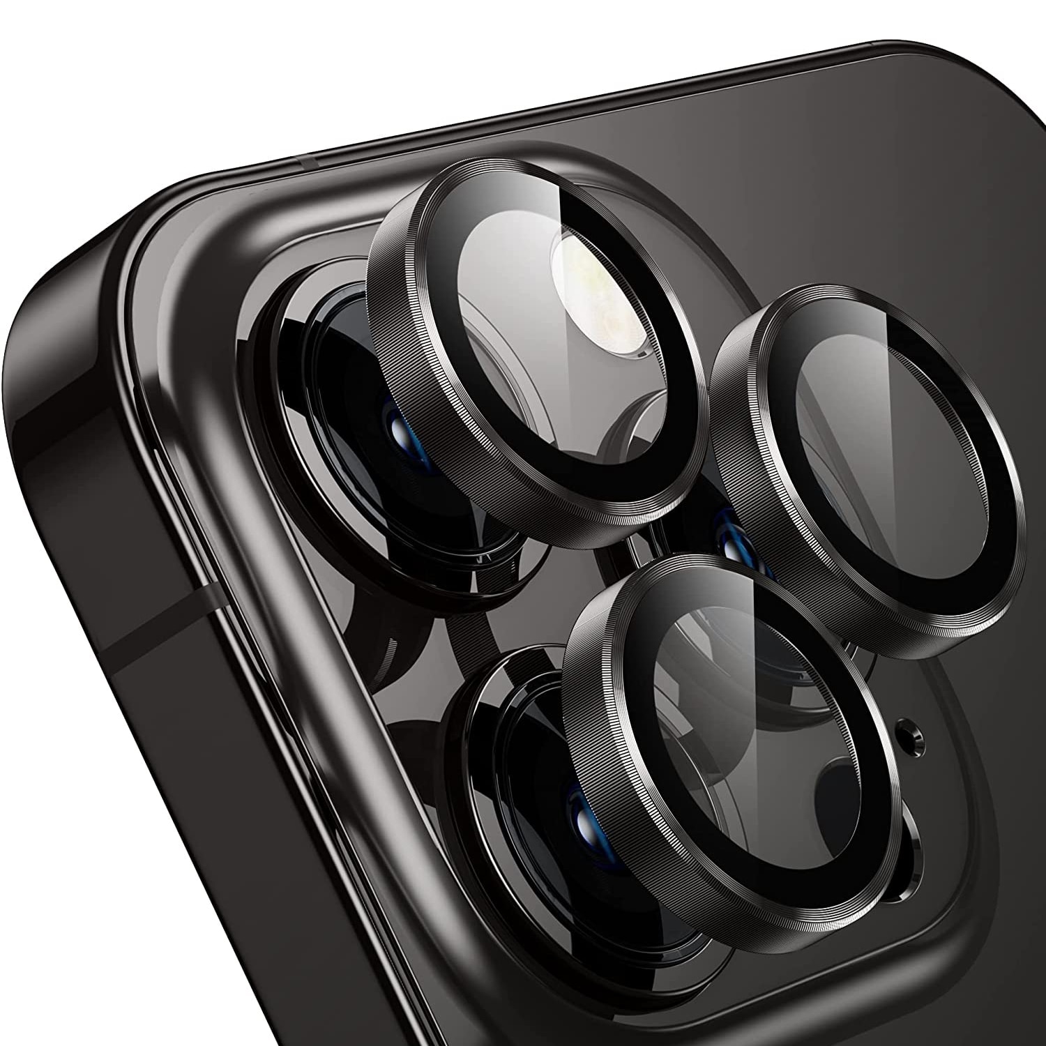 Folie Camera Daden din sticla pentru iPhone 16 Pro/ 16 Pro Max, Full Cover, Protectie Profesionala, Ultra Rezistenta, Calitate Premium, Black Titanium