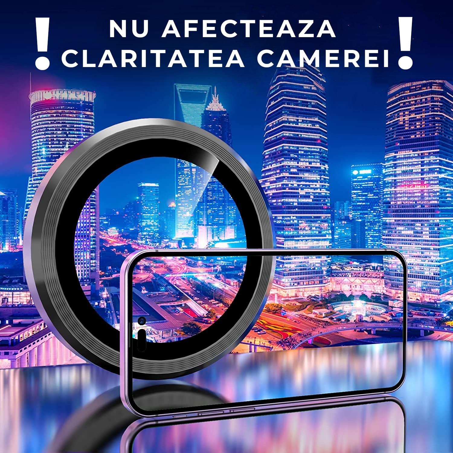 Folie Camera din sticla pentru iPhone 17 Pro, Full Cover, Protectie Profesionala, Daden, Ultra Rezistenta, Calitate Premium, Black Titanium