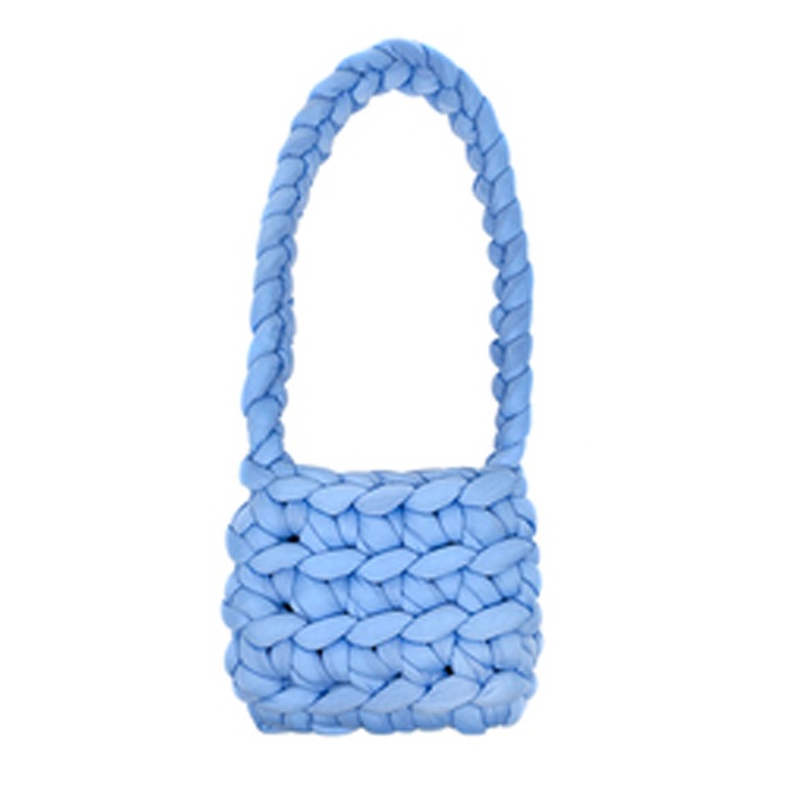 Gyapjú válltáska, Jormftte, kézzel szőtt, kék, mindennapi használatra