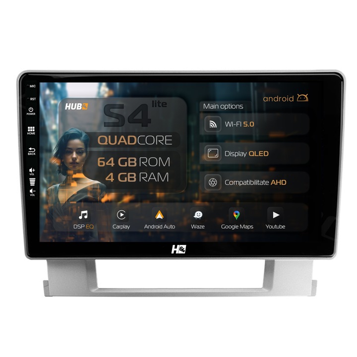 Navigatie Opel Astra J, 4GB RAM, 64GB ROM, Android, Quadcore, DSP, GPS, Wi-FI, Carplay, Android Auto, USB, Bluetooth, Waze, Touchscreen, 9 inch, HUB64