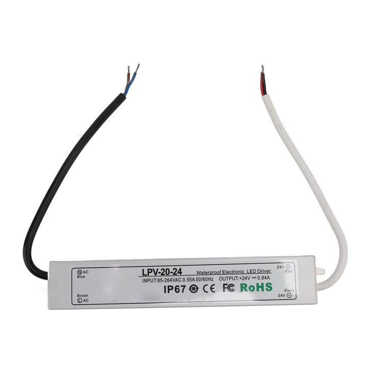 Transformator Led Transformator LED Jormftte, 24V, 20W, IP67, protectie multipla - eMAG.ro