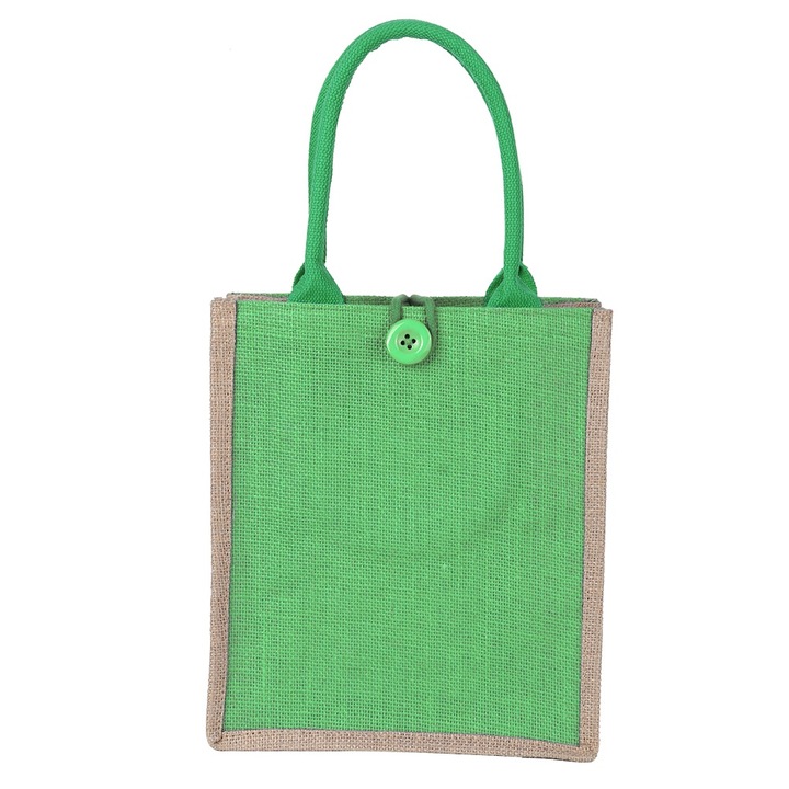 Zöld juta válltáska, retró stílusú, nagy kapacitású, vízálló, újrafelhasználható