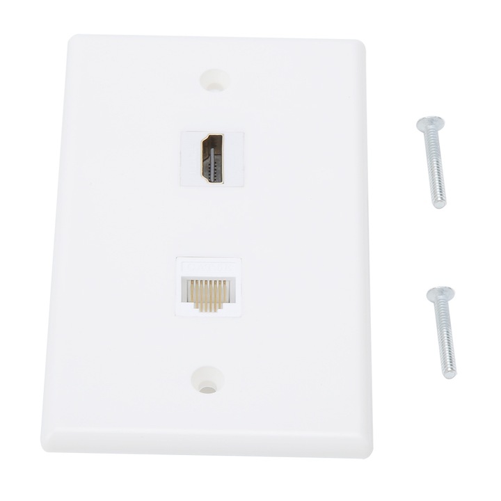 HDMI + CAT6 fali panel, Jormftte, ABS anyag, kopásálló, egyszerű telepítés, US szabvány
