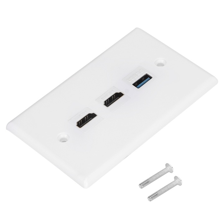 Jormftte fali panel, 2HDMI + USB3.0, fehér, falra szerelhető