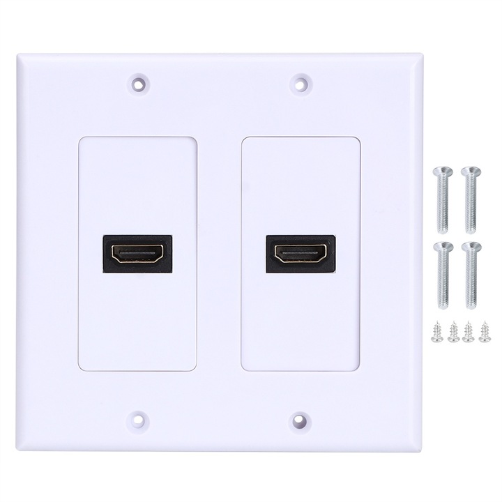 Jormftte 2 portos HDMI fali panel, fehér, falra szerelhető