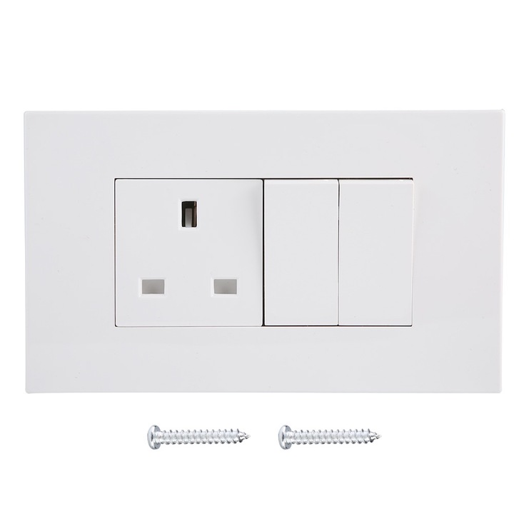 Fali aljzat adapter egy aljzattal, dupla kapcsolóval (brit dugó)