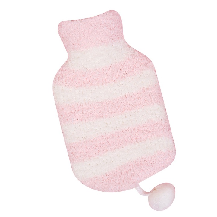 Jormftte testmelegítő, mini melegvizes palack, rajzfilm mintás design, rózsaszín, 1,5 liter