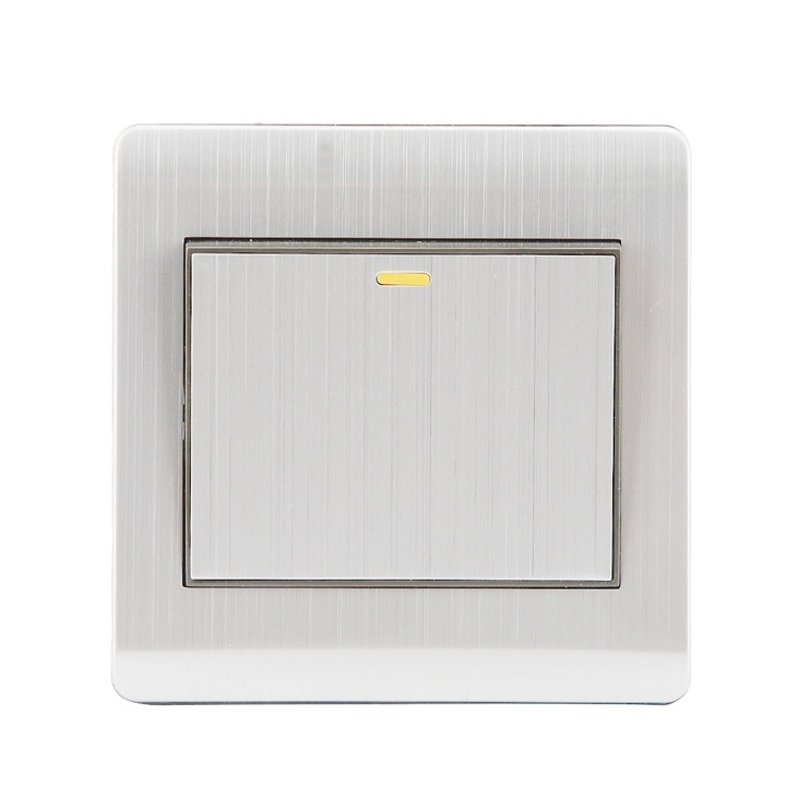 Jormftte multifunkcionális kapcsoló, rozsdamentes acél, minimalista design, áramütés elleni védelem, ezüst