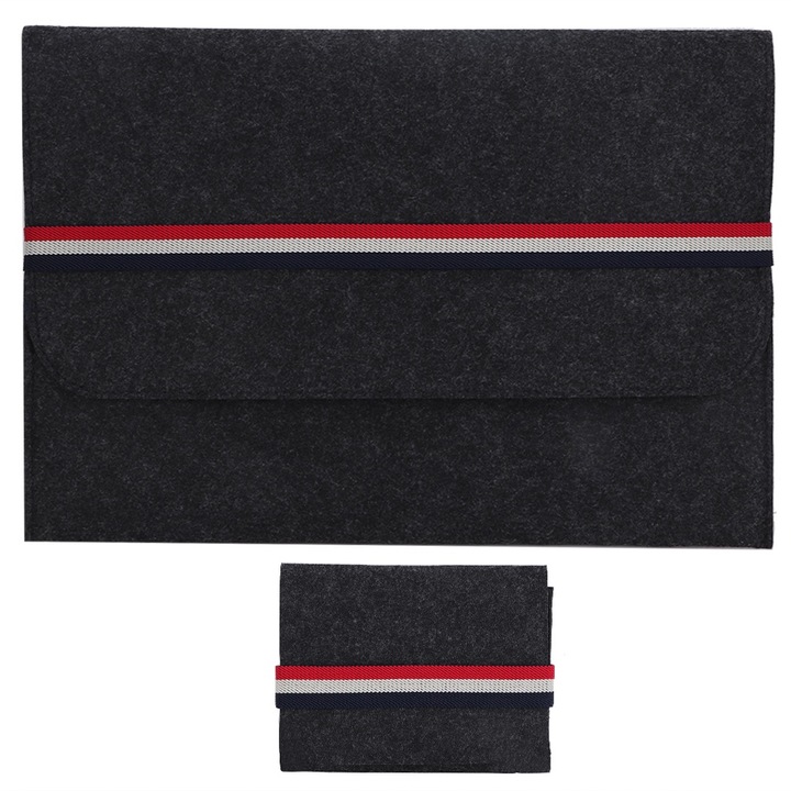 Jormftte filc laptoptartó rekesz, 15 hüvelykes, 2 belső zsebbel, szürke színű