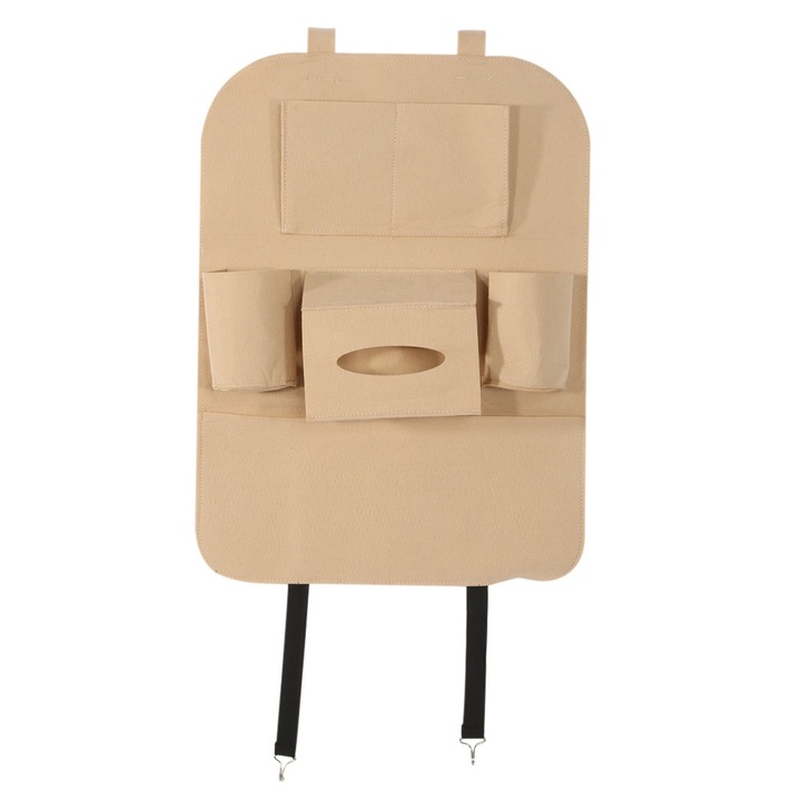 Jormftte autós tartó, ülés háttámla rendező, 5 zseb, bézs