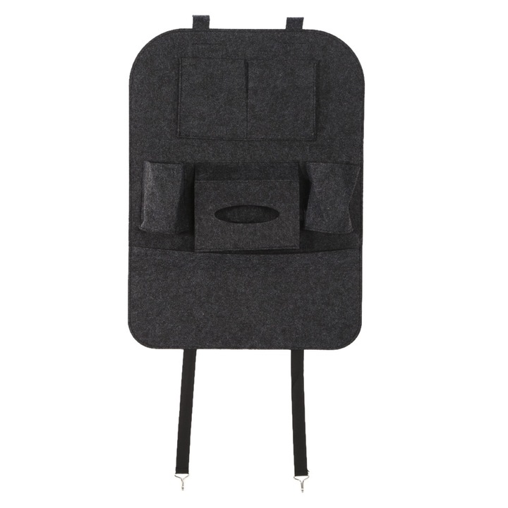 Autós ülés háttámla rendező, Jormftte, több zsebes, szürke, nem szőtt anyagból