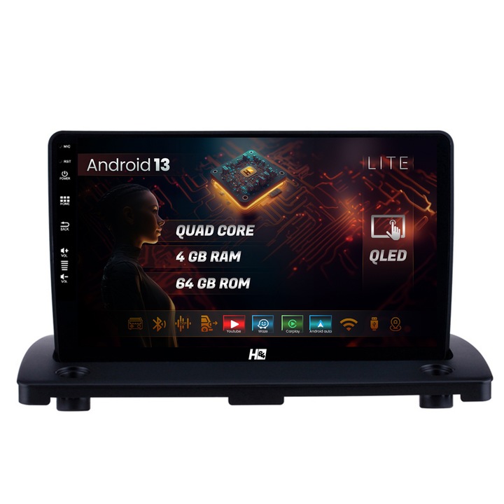 Navigatie HUB64 Volvo XC90 (2002-2014), 4GB RAM, Android 13, Quadcore, DSP, GPS, Wi-FI, Carplay, Android Auto, USB, Bluetooth, Waze, Touchscreen, 9 inch