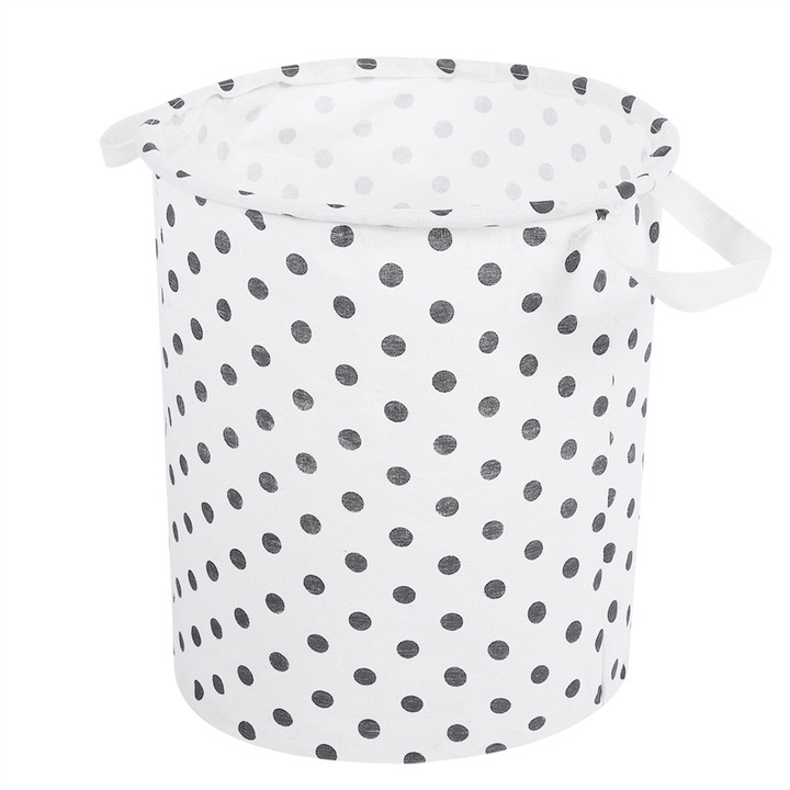 Jormftte szennyestartó kosár, vidéki stílusú, összecsukható, dekoratív, pöttyös minta, 30x40cm