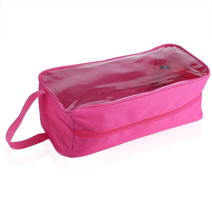Jormftte sporttáska cipőhöz, vízálló, rózsaszín-piros, átlátszó rekesszel, könnyen hordozható
