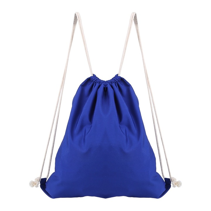 Jormftte húzózsinóros hátizsák, nagy kapacitású, vászon anyag, zafírkék