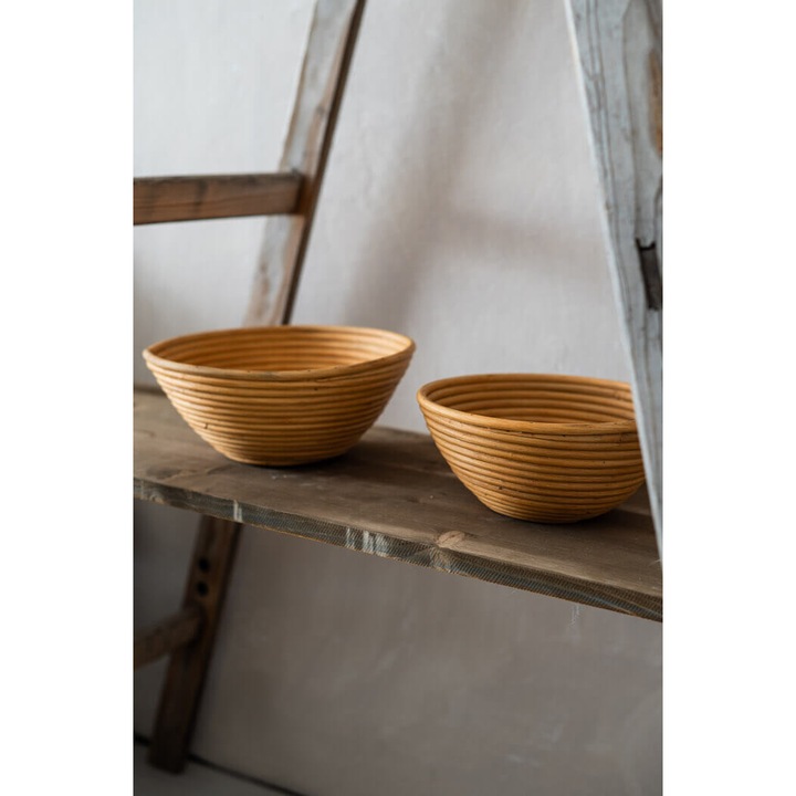 Set boluri decorative MONNARITA, ratan natural, 2 dimensiuni, culoare naturala si coniac