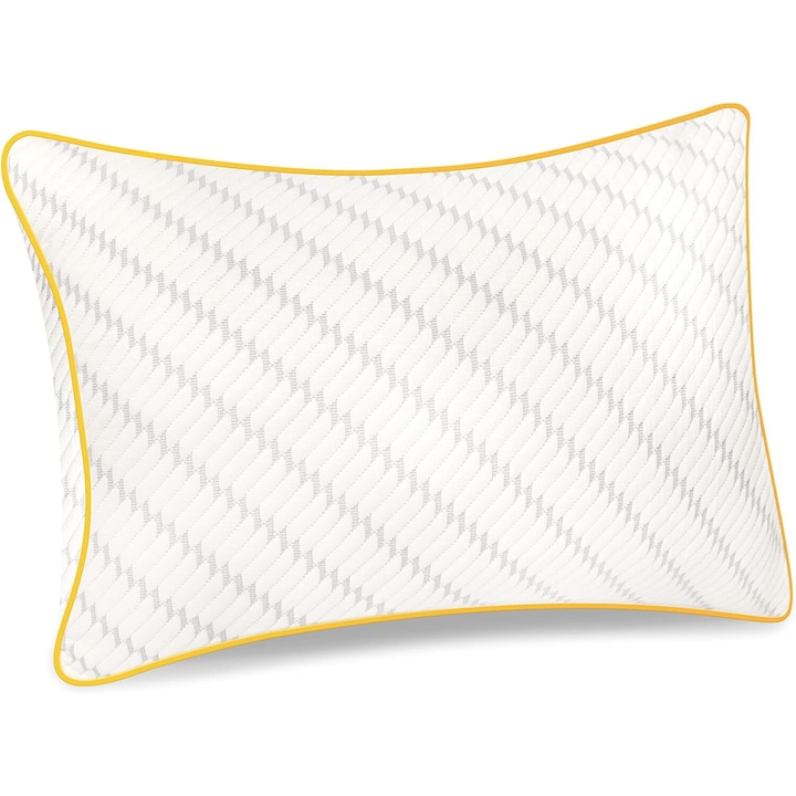 Perna ortopedica pentru dormit ajustabila NextWave®️, Spuma cu Memorie Maruntita pentru Gat si Suport Cervical, 2 Zone de Confort, Ideala pentru dormitul lateral, spate sau stomac, Husa lavabila, 70x50 cm