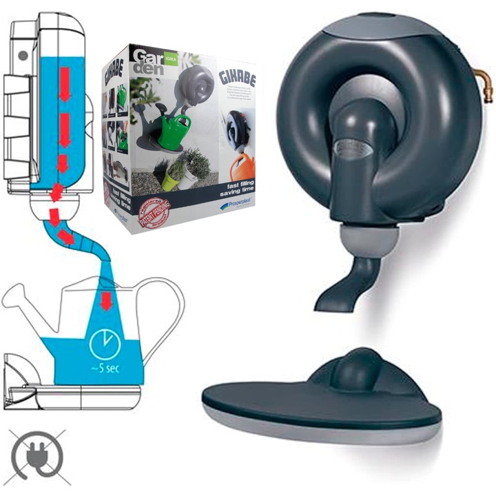 Recipient apa, Prosperplast, 10L, 40x26x45cm, gri