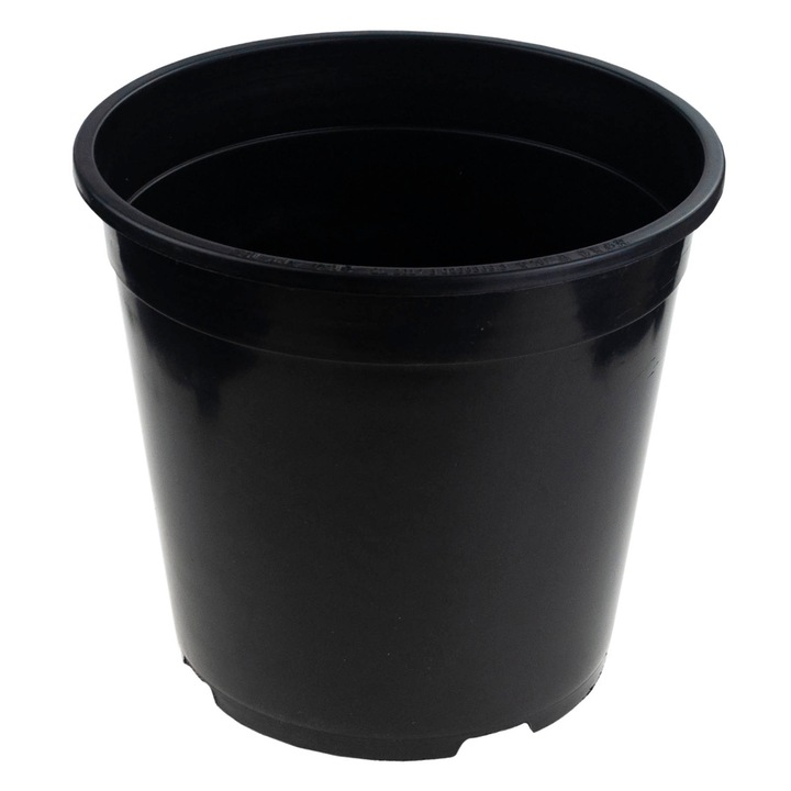 Ghiveci de productie cu drenaj, plastic, 24cm, 7.5L, negru