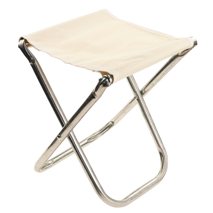 Scaun pliabil pentru camping, Metal, Capacitate 100 kg, 20x21x27cm, Crem