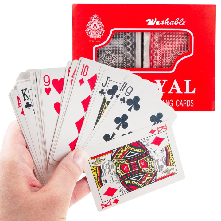 Set 2x Carti de Joc, 54 Carti, Rosu/Negru, 5,5x9cm